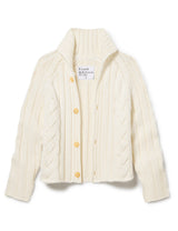 Mini Cotswolds Cropped Cable Knit Cardigan - Ivory