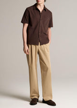 Sueded Jersey Short Sleeve Button Down