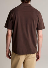 Sueded Jersey Short Sleeve Button Down
