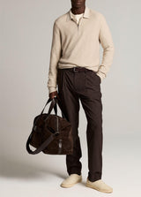 Geo Jacquard Long Sleeve Zip Polo