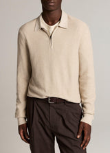 Geo Jacquard Long Sleeve Zip Polo
