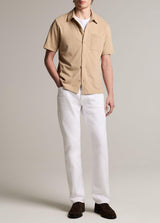 Sueded Jersey Short Sleeve Button Down