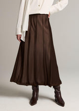 Raw-Edge Satin Skirt - Pinewood