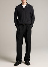 Geo Jacquard Long Sleeve Zip Polo