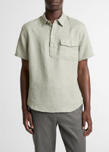 Linen Short Sleeve Half Placket Shirt - Oak Hall