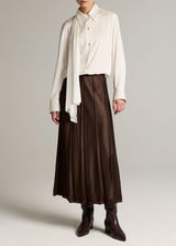 Raw-Edge Satin Skirt - Pinewood