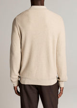Geo Jacquard Long Sleeve Zip Polo