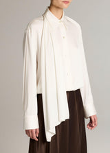 Draped Scarf Tie L/S Shirt