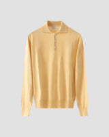 Cotton Cashmere Fine Knit Polo Shirt - Yellow