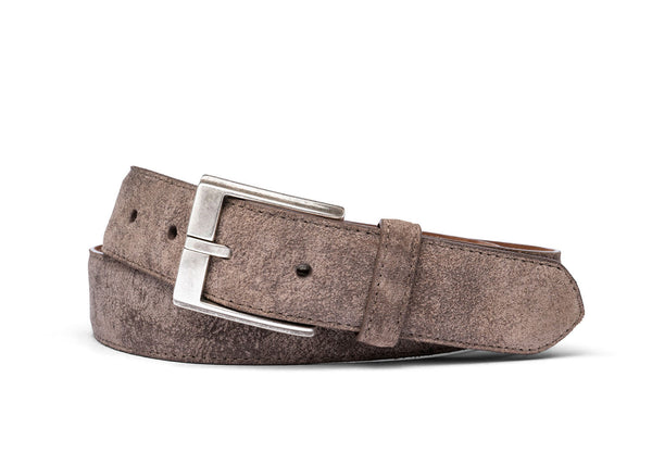 Distressed Suede Belt with Antique Silver Buckle - Oak Hall, Inc.