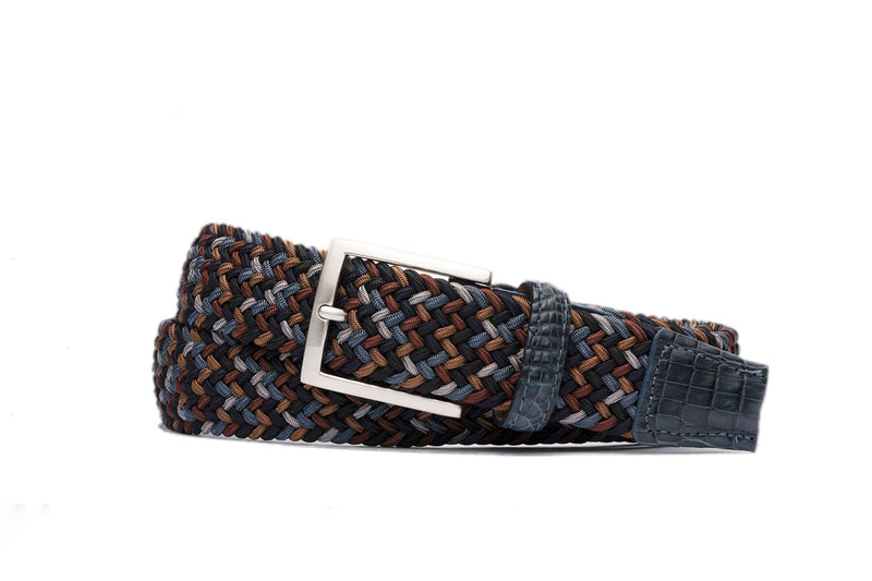 Stretch Belt with Croc Tabs and Brushed Nickle Buckle - Oak Hall, Inc.