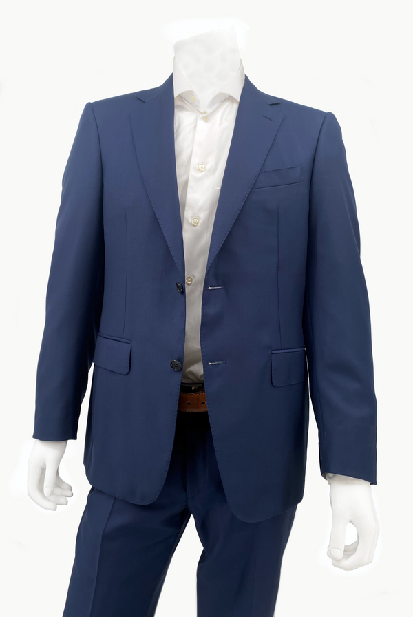 Basic New Blue Wool Suit - Oak Hall