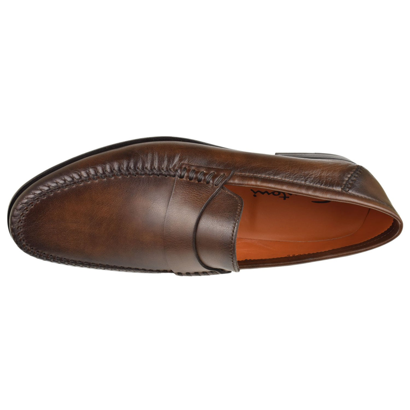 Santoni Mens Paine Blind Keeper Plain Strap Loafers in brown size 10D Santoni - Paine Brown Leather Loafer | Mitchell Stores main image 3
